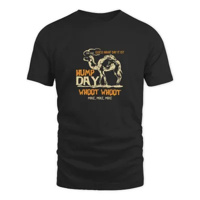 Men's Black Camel Hump Day Guess What Day It Is Whoot Funny T-Shirt