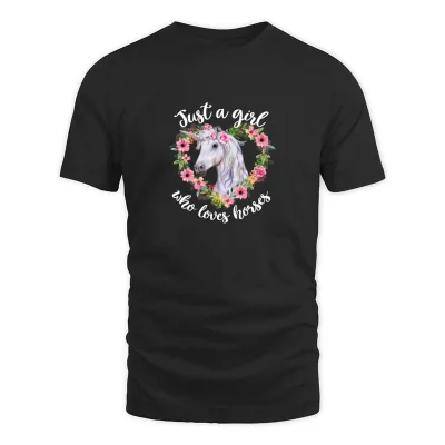 Men's Black Just A Girl Who Loves Horses T-Shirt
