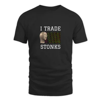 Men's Black Stonks Meme Man Stock Market Funny Viral Internet T-Shirt