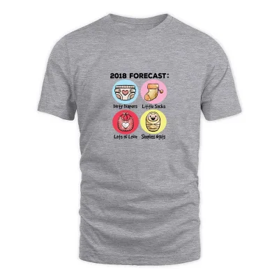Men's Grey 2018 Forecast Mom Dad Pregnancy Announcement T-Shirt