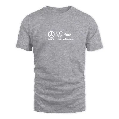 Men's Grey Peace Love Notorious T-Shirt