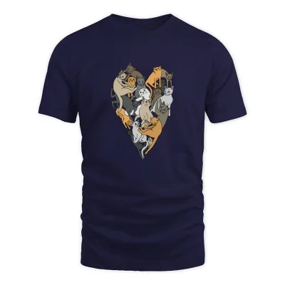 Men's Navy Cat Heart T-Shirt