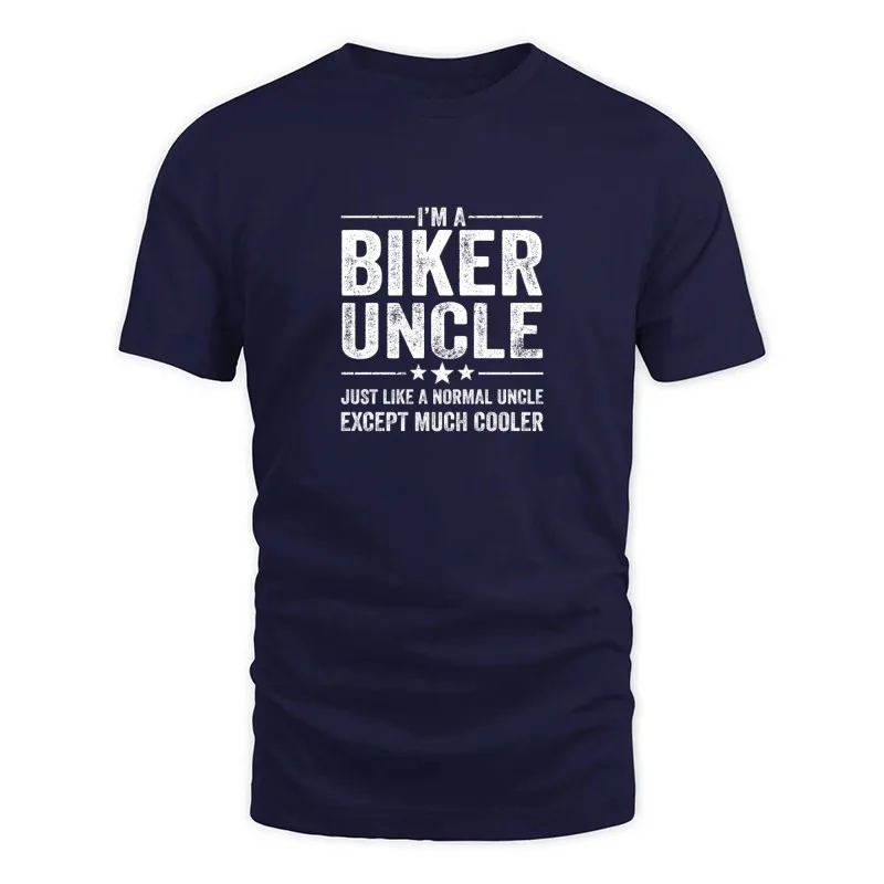 Men's Navy Much Cooler Biker Uncle T-Shirt
