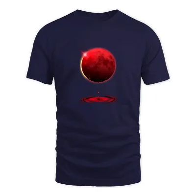 Men's Navy Vampire Werewolf Blood Red Moon Eclipse T-Shirt