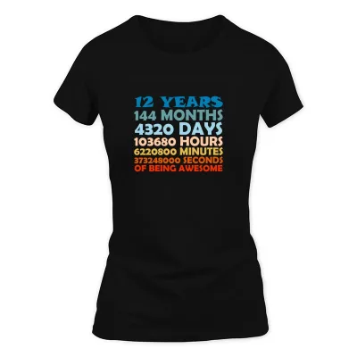 Women's Black 12 Years Old 12th Birthday Gift T-Shirt