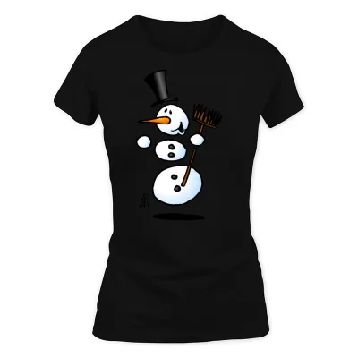 Women's Black Dancing Snowman T-Shirt