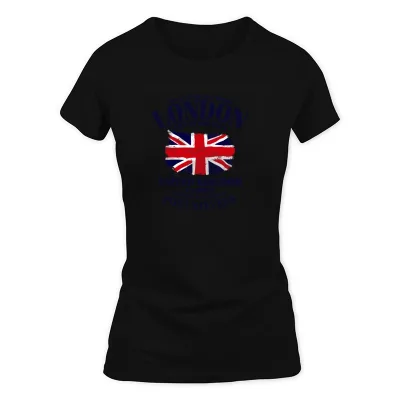 Women's Black London - Union Jack - Vintage Look T-Shirt