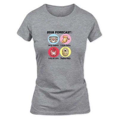 Women's Grey 2018 Forecast Mom Dad Pregnancy Announcement T-Shirt