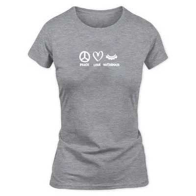 Women's Grey Peace Love Notorious T-Shirt