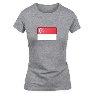 Women's Grey Singapore Flag T-Shirt