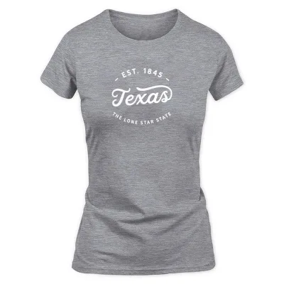 Women's Grey Texas Lone Star State Classic Vintage Retro Est T-Shirt