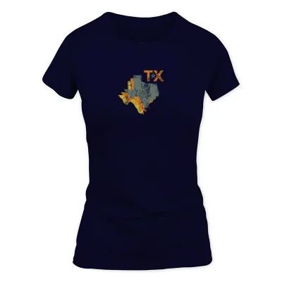 Women's Navy Vintage Texas State Pride Silhouette Cool T-Shirt