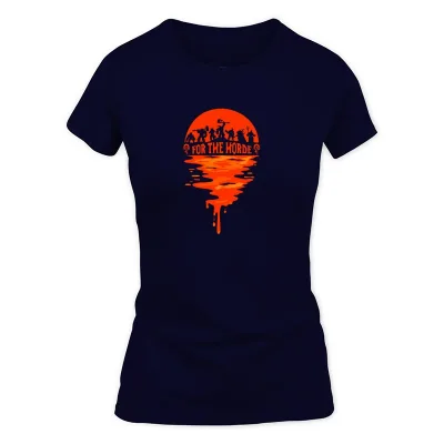 Women's Navy World Of Warcraft - For The Horde T-shirt T-Shirt